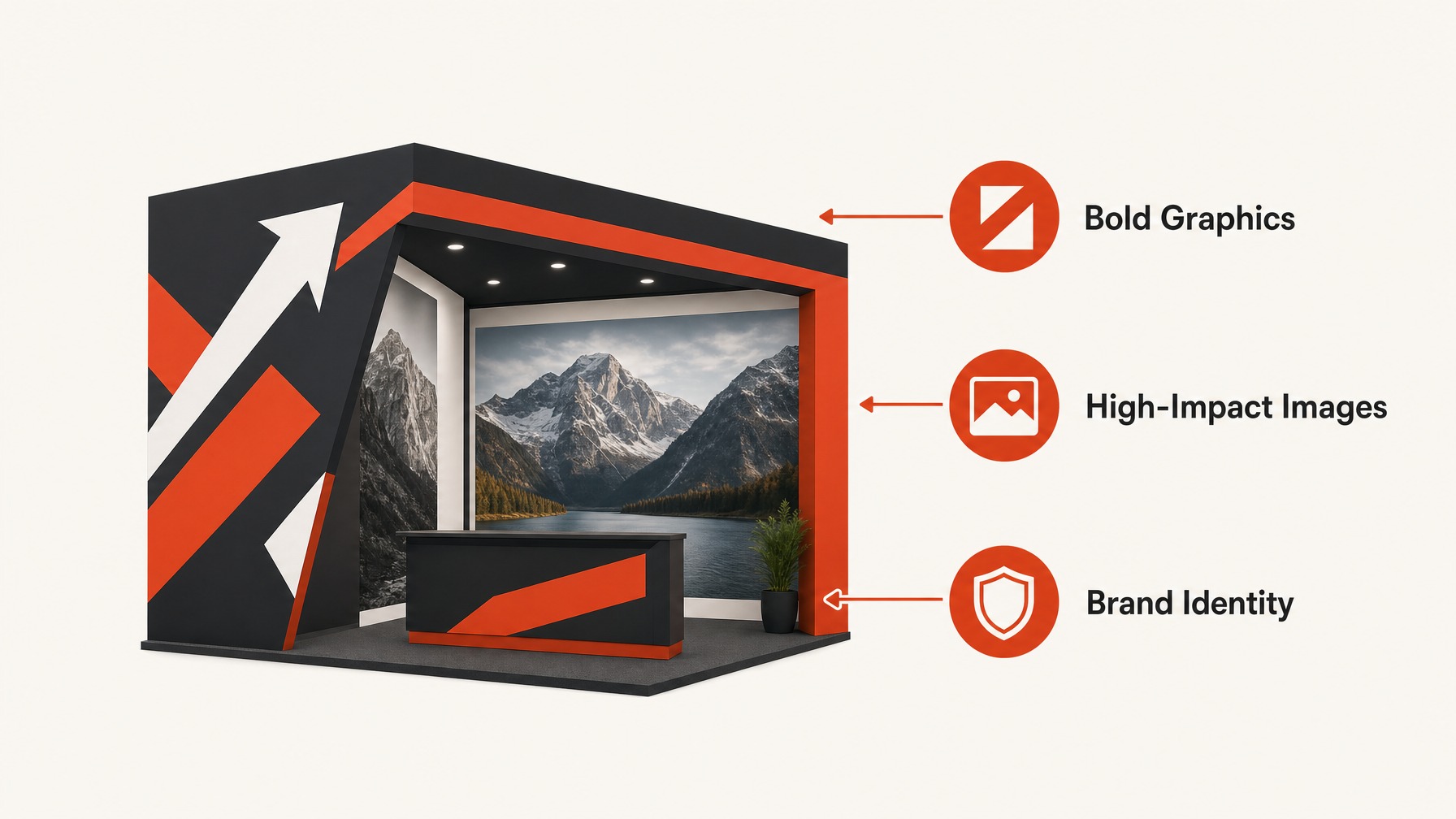 2. use Bold Graphics for Visual Impact — 7 Tips for Designing an Eye-Catching 10x30 Trade Show Booth
