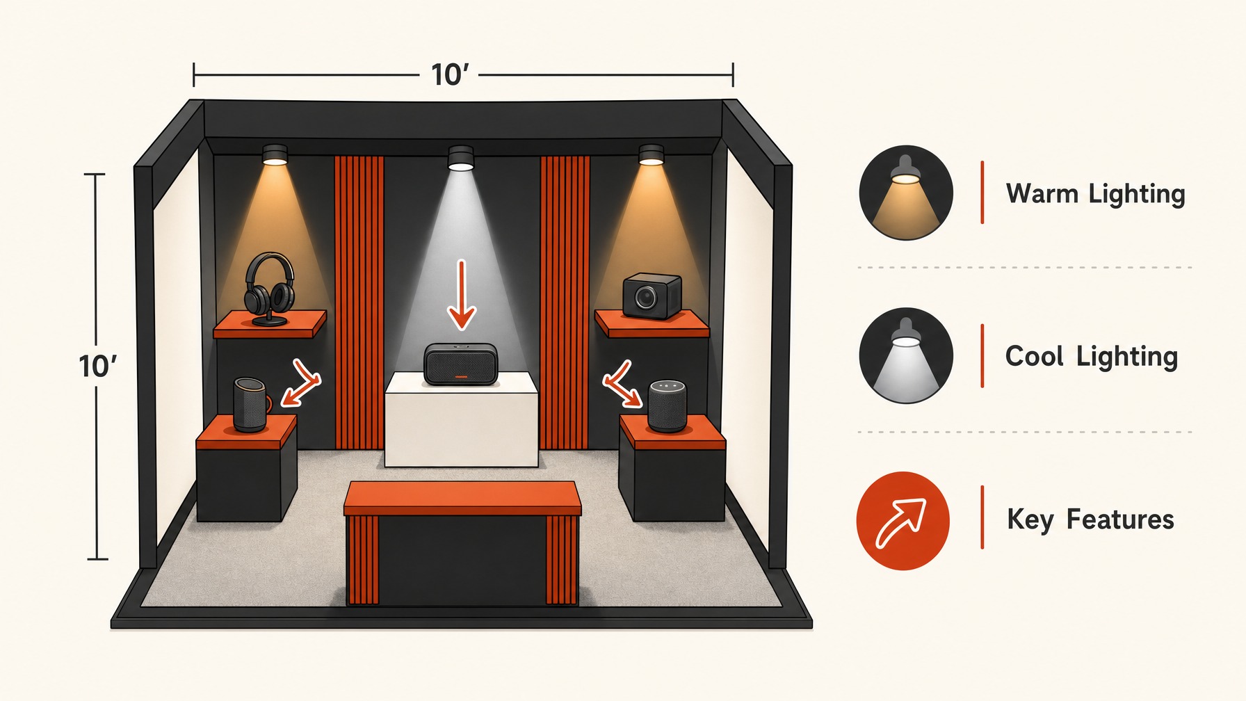 3. Use Lighting to Highlight Key Features — 7 Creative Ways to Optimize Small 10x10 Trade Show Booths