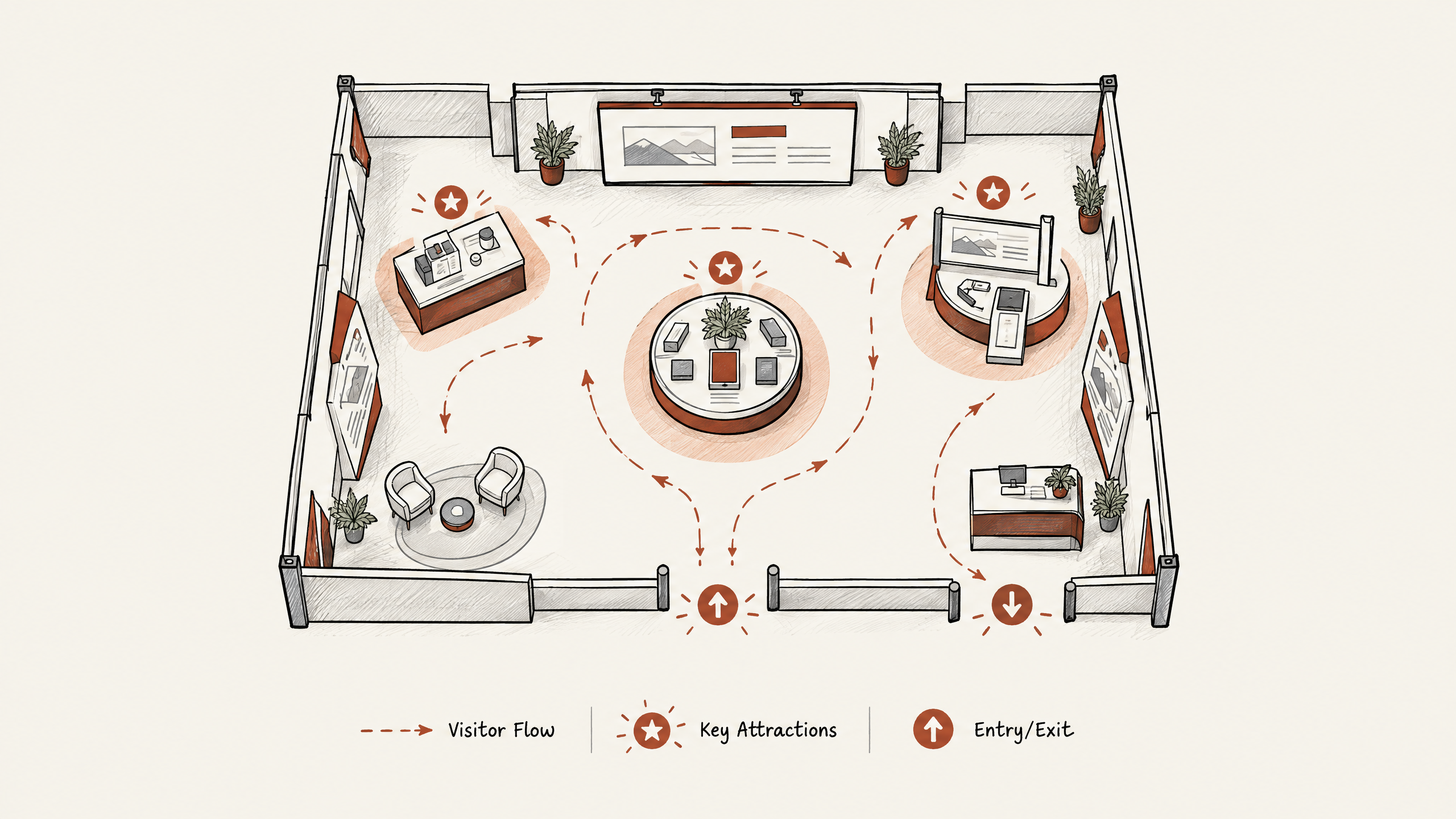 1. Plan Your Layout Around Visitor Flow — 6 Creative Layout Ideas for Maximizing 20x20 Trade Show Booths