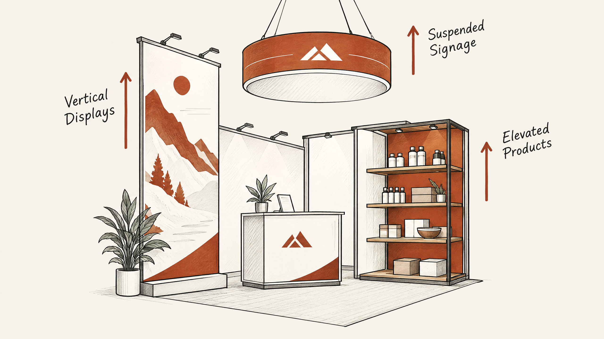 2. Use Vertical Space Effectively — 6 Creative Layout Ideas for Maximizing 20x20 Trade Show Booths
