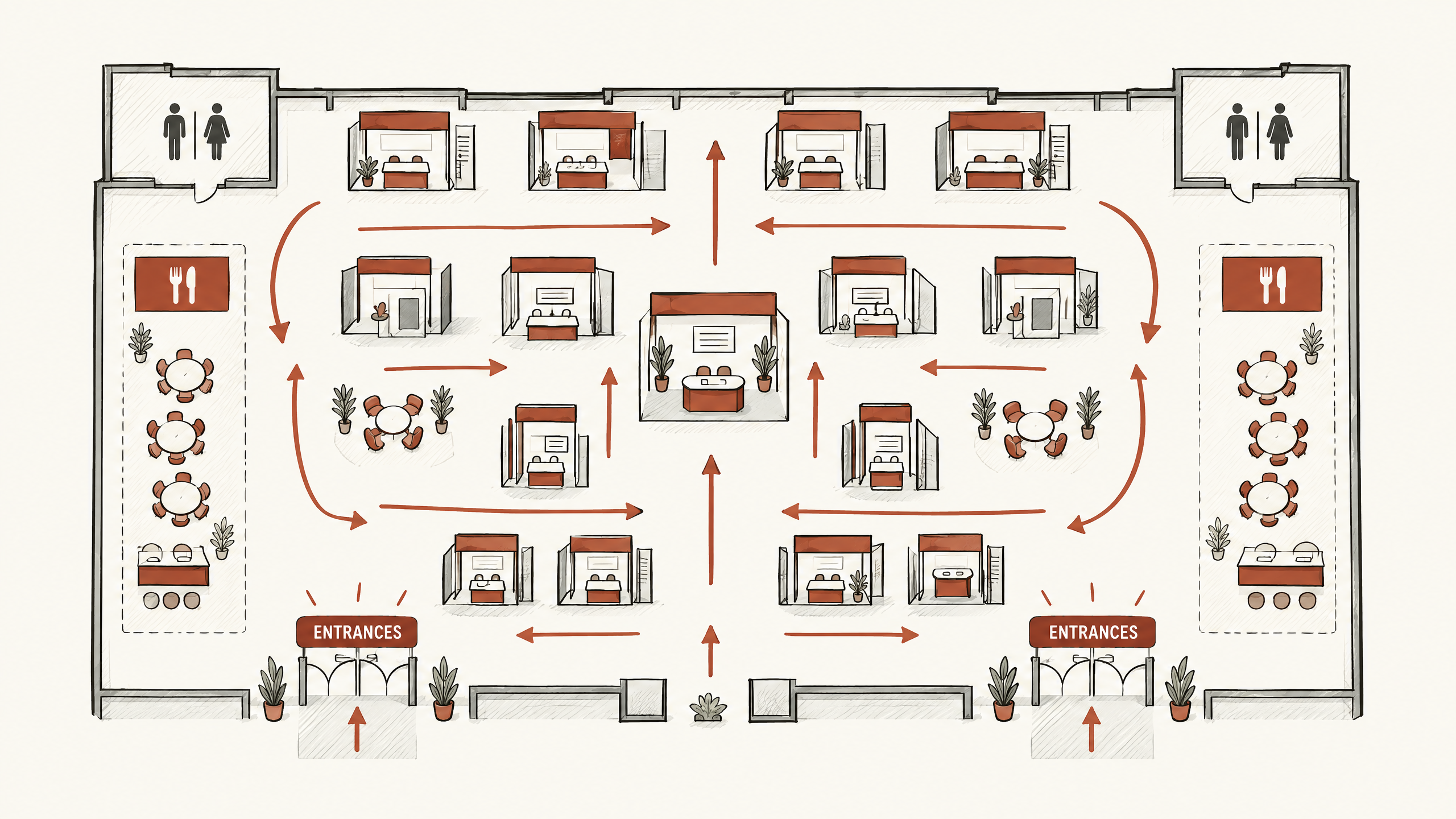 6. Analyze Location and Traffic Flow — 6 Factors to Consider When Choosing Your Trade Show Booth Type