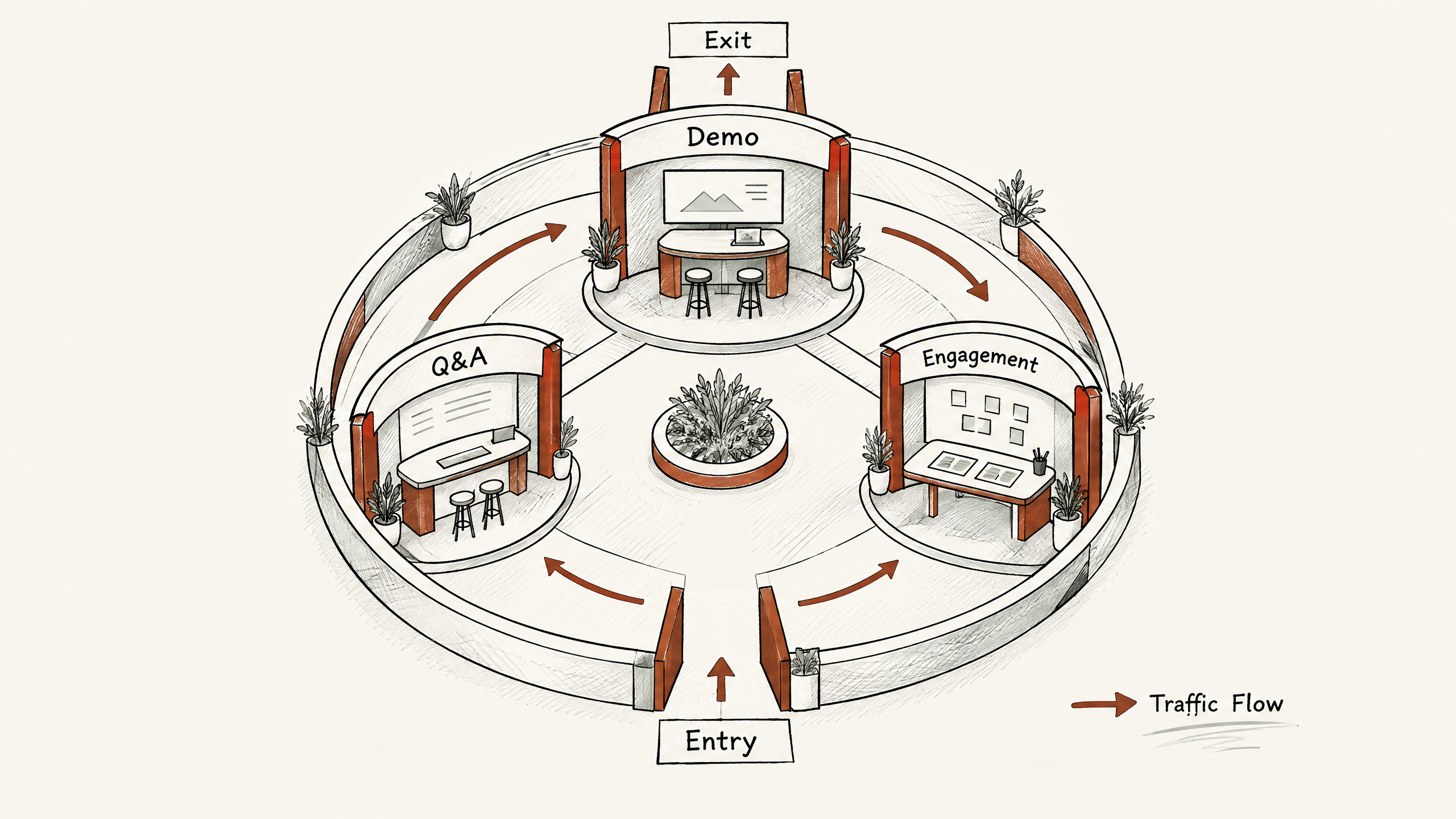 5. Design for Easy Traffic Flow — 7 Tips for Optimizing the Layout of Your Island Booth