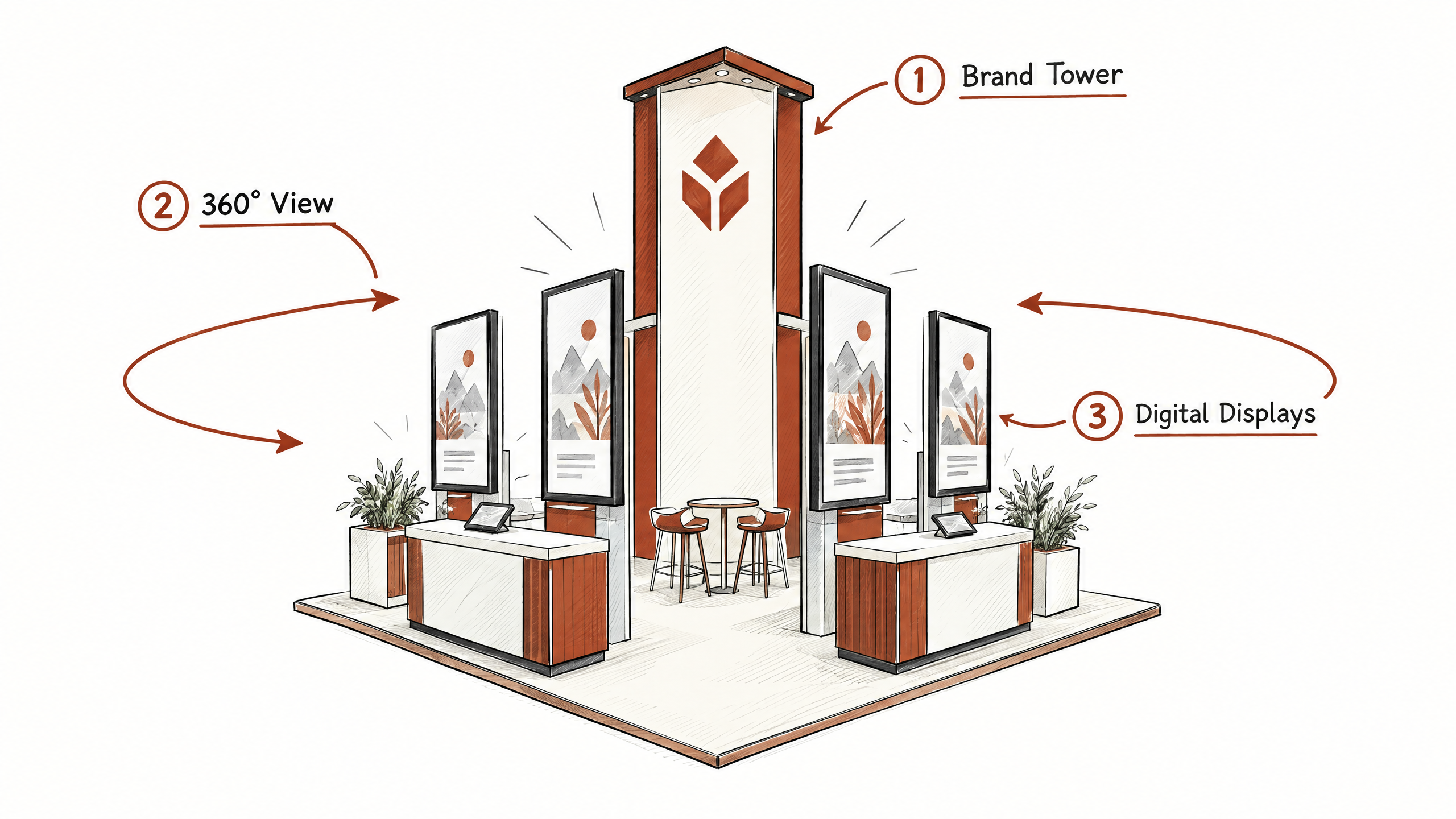 3. Enhance Brand Visibility from All Angles — 6 Key Factors to Consider When Planning Your Island Booth Design