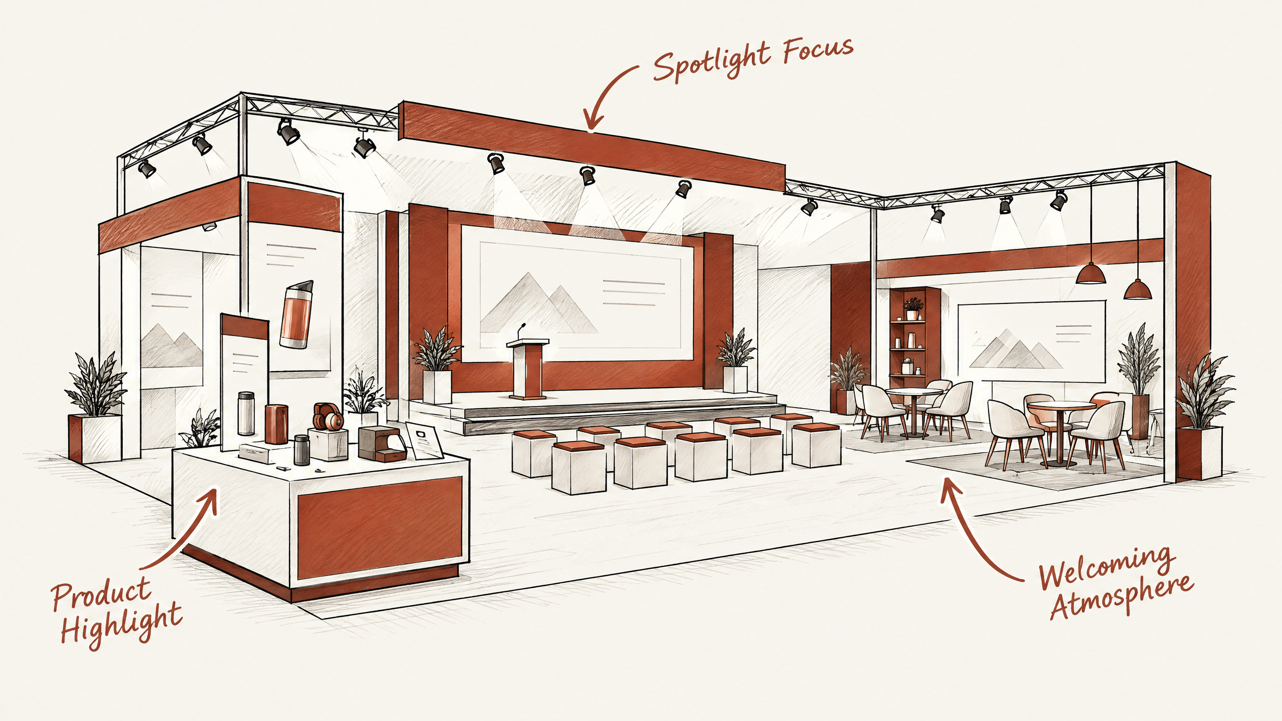 7. Improve Lighting for Atmosphere and Focus — 7 Practical Tips for Designing Large Trade Show Booths